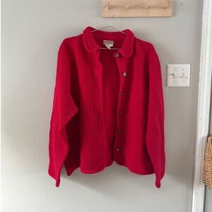 Coldwater Creek Solid Red Waffle  Jacket